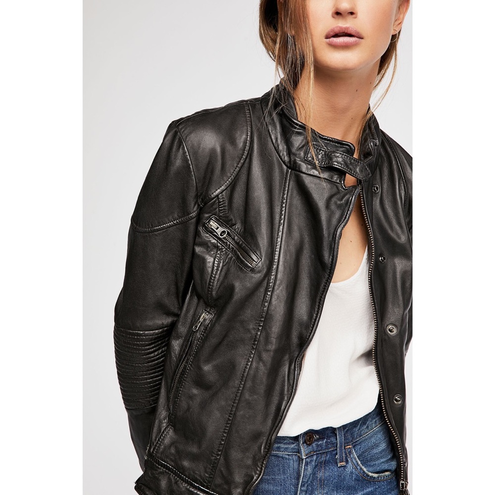 Free People Fitted and Rugged Leather Jacket